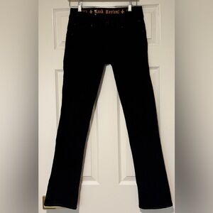 Women’s Rock Revival Patti Skinny Jeans Size 28 Black Embroidered